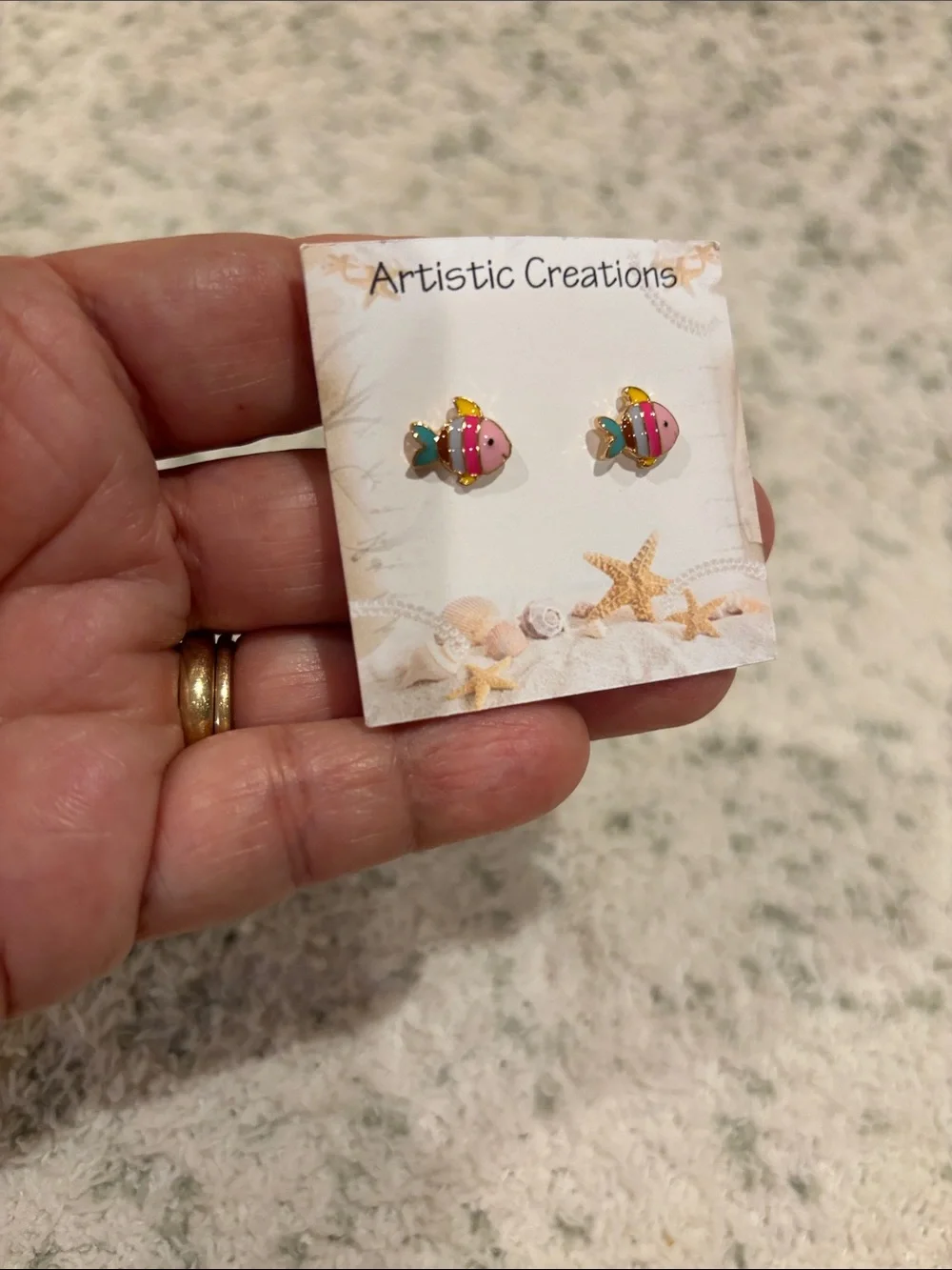 Colorful Tropical Pink Fish Stud Pierced Earrings NWT .50”
